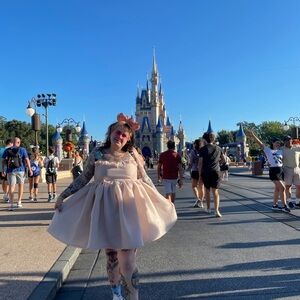 Selkie Blush Pink Dress with Ruffles 3x